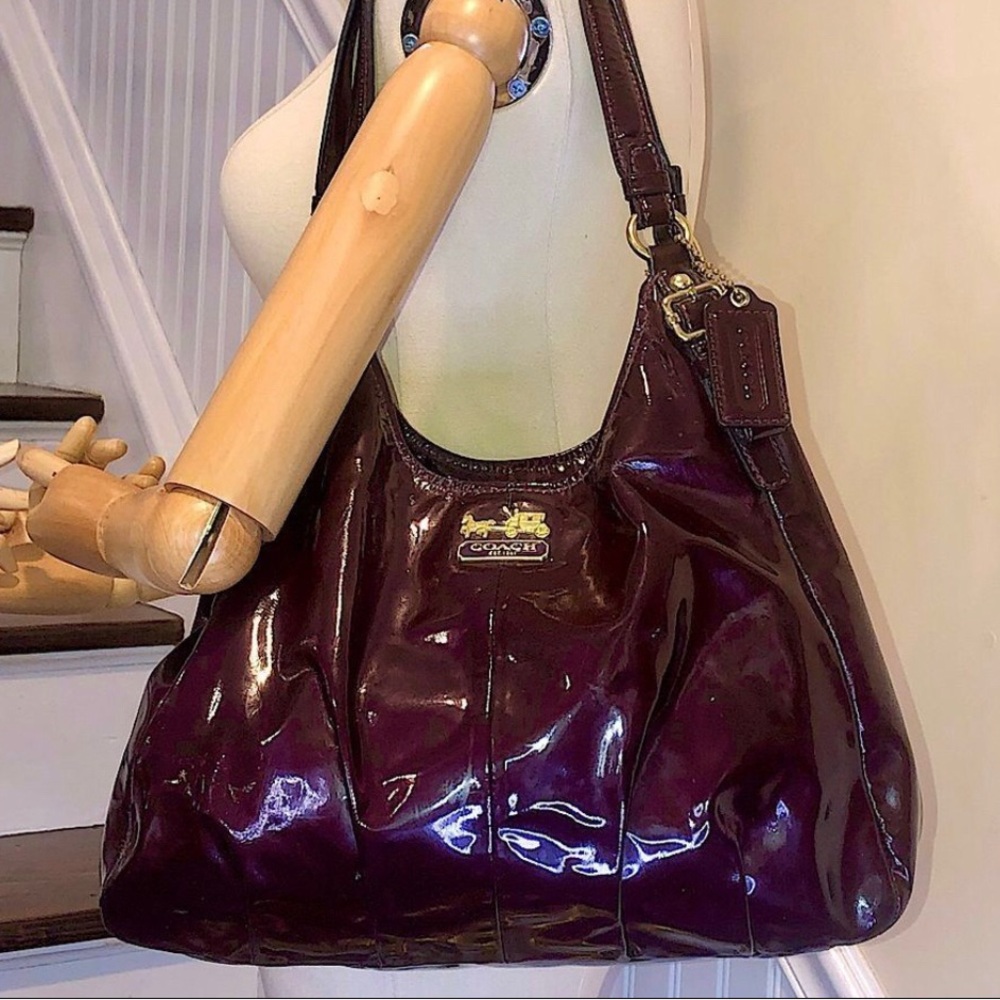 COACH Madison Purple Patent Leather Madison Paige Triple Section Shoulder Bag - Picture 17 of 17
